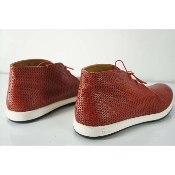 Giorgio Armani Red Perforated Leather High Top Sneakers Size 9.5 New $615 Chukka main image 9